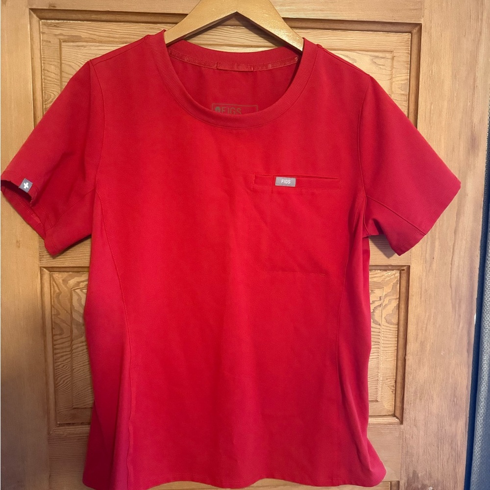 Figs Red Eliza slim Women's scrub Top size medium